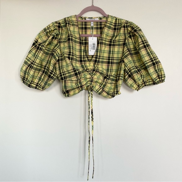Derek Lam 10 Crosby Bella Crop Top Yellow Plaid - Picture 7 of 14